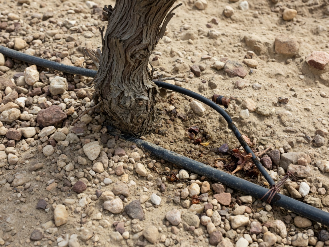 Rocky Gobi soil around a vine